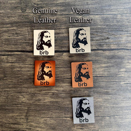 Jesus BRB leather patch with engraved image and text