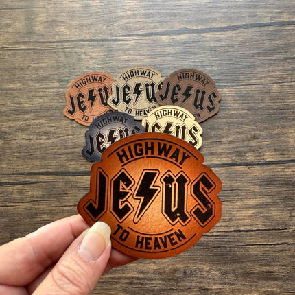 Jesus Highway to Heaven Patch, Christian Leather Patch, Faith Patch for Hats Bags Jackets, Gospel Gift - Patch Palooza