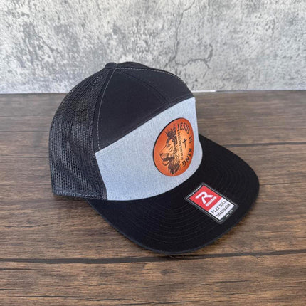 Jesus Is King Hat – Richardson 168 Snapback – Leather Patch Lion & Revelation 19:16 - Patch Palooza