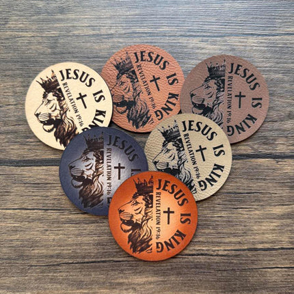 Jesus Is King Patch, Lion Crown Leather Patch, Revelation 19:16 Christian Patch for Hats Bags Jackets, Faith Gift - Patch Palooza