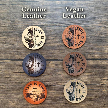 Jesus Is King Patch, Lion Crown Leather Patch, Revelation 19:16 Christian Patch for Hats Bags Jackets, Faith Gift - Patch Palooza