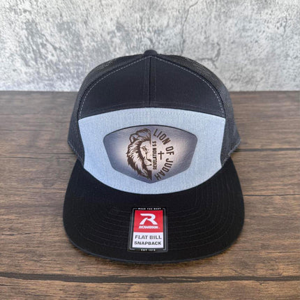 Lion of Judah Hat – Richardson 168 Snapback – Leather Patch Christian Flat Bill Hat - Patch Palooza