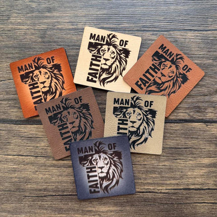 Man of Faith Patch, Lion Cross Leather Patch, Christian Patch for Hats Bags Jackets, Faith - Based Gift for Men - Patch Palooza
