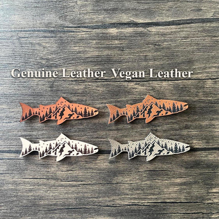 Mountain Fish Leather Patch - Choose Your Color - patchpalooza