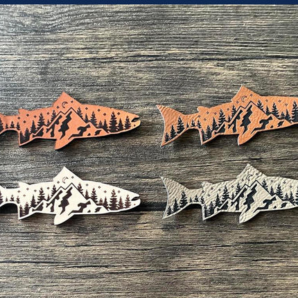 Mountain Fish Leather Patch - Choose Your Color - patchpalooza