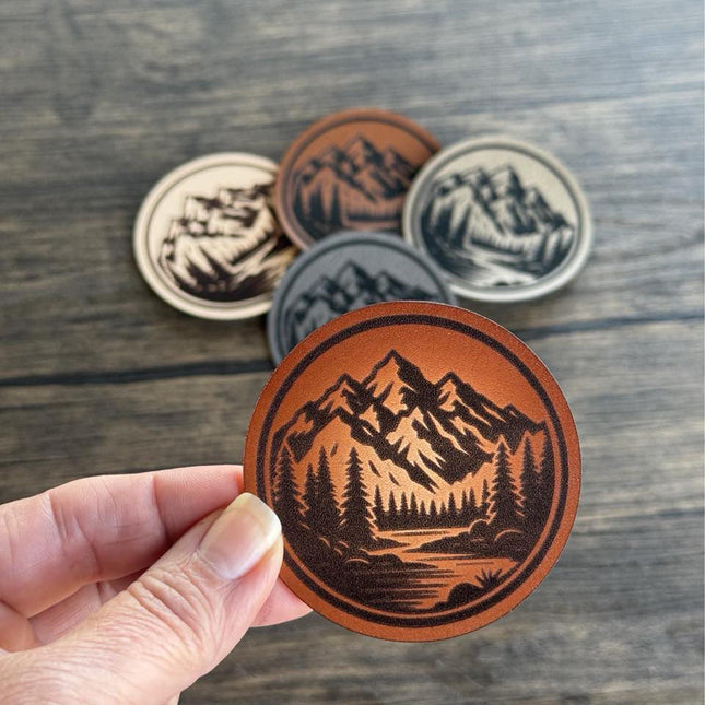Mountain Lake Leather Patch - Choose Your Color - patchpalooza