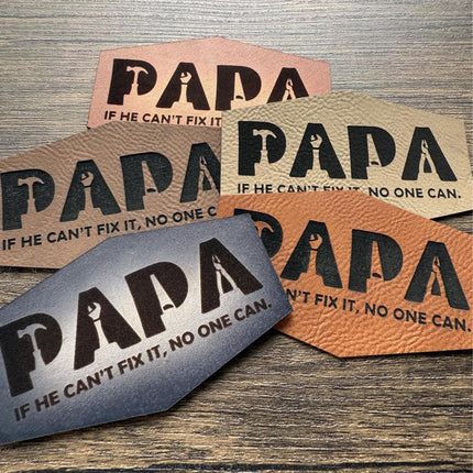 Papa Fix It Patch, Leather Patch for Dads, Handyman Gift Patch, Funny Papa Patch for Hats Bags Jackets - Patch Palooza