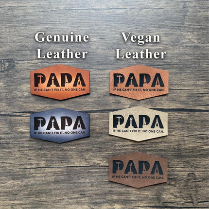 Papa Fix It Patch, Leather Patch for Dads, Handyman Gift Patch, Funny Papa Patch for Hats Bags Jackets - Patch Palooza