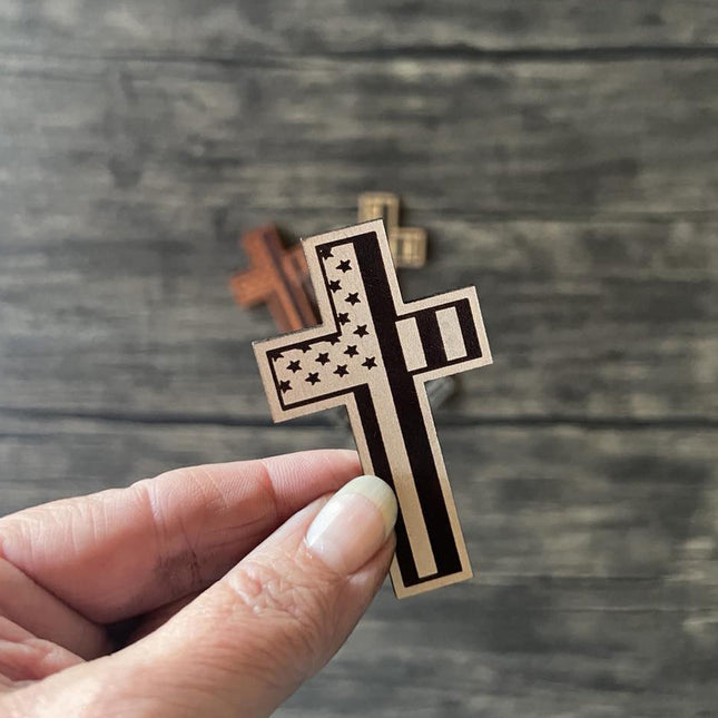 Patriotic American Flag Cross Patch - Choose Your Color - patchpalooza