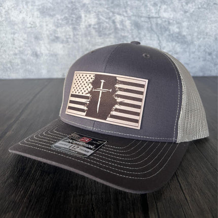 Patriotic Christian Flag Cross Hat - Richardson 112, Patriotic Hat, Christian Hat - patchpalooza