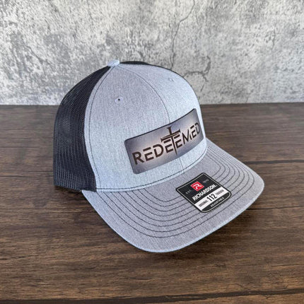 Redeemed Cross Hat – Richardson 112 Trucker Cap – Leather Patch Christian Hat - Patch Palooza
