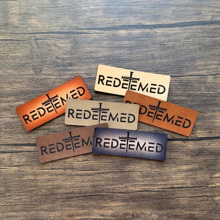 Redeemed Patch, Christian Leather Patch with Cross of Nails, Faith Patch for Hats Bags Jackets, Religious Gift - Patch Palooza