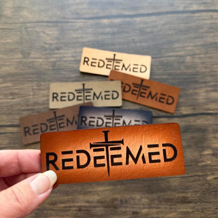 Redeemed Patch, Christian Leather Patch with Cross of Nails, Faith Patch for Hats Bags Jackets, Religious Gift - Patch Palooza