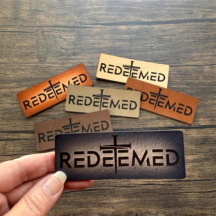 Redeemed Patch, Christian Leather Patch with Cross of Nails, Faith Patch for Hats Bags Jackets, Religious Gift - Patch Palooza