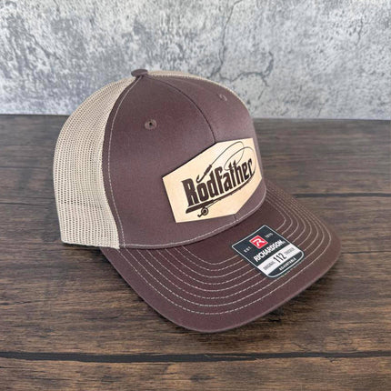 Rodfather Fishing Hat – Richardson 112 Trucker Cap – Leather Patch for Anglers - Patch Palooza