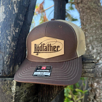 Rodfather Fishing Hat – Richardson 112 Trucker Cap – Leather Patch for Anglers - Patch Palooza