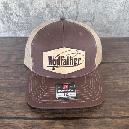 Rodfather Fishing Hat – Richardson 112 Trucker Cap – Leather Patch for Anglers - Patch Palooza