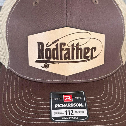 Rodfather Fishing Hat – Richardson 112 Trucker Cap – Leather Patch for Anglers - Patch Palooza
