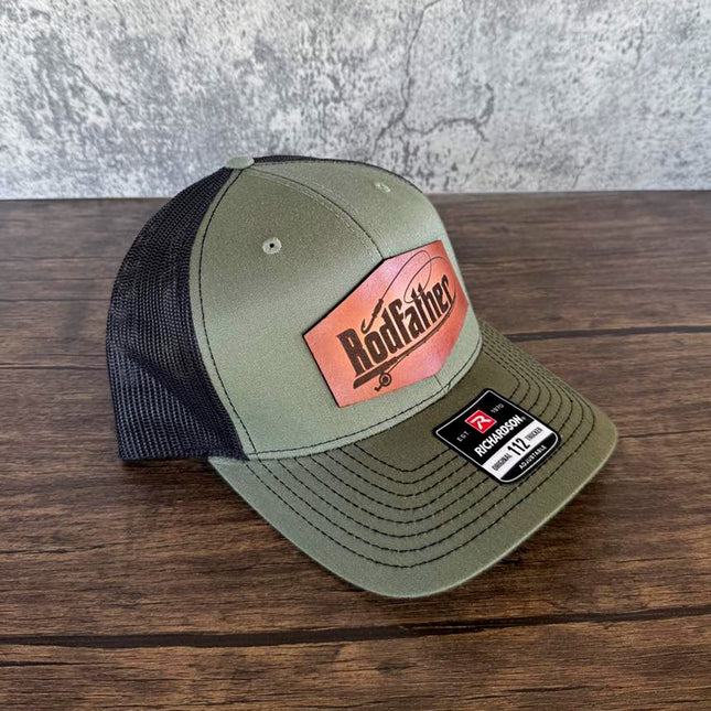 Rodfather Fishing Hat – Richardson 112 Trucker Cap – Leather Patch for Anglers - Patch Palooza