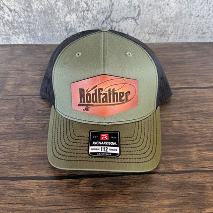 Rodfather Fishing Hat – Richardson 112 Trucker Cap – Leather Patch for Anglers - Patch Palooza
