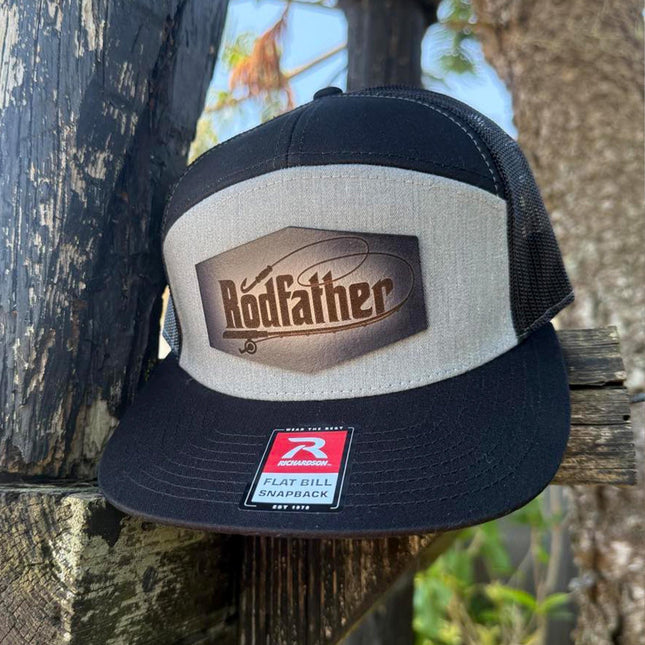 Rodfather Fishing Hat – Richardson 168 Snapback – Leather Patch Flat Bill Cap - Patch Palooza