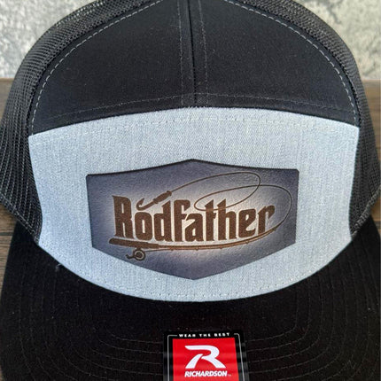 Rodfather Fishing Hat – Richardson 168 Snapback – Leather Patch Flat Bill Cap - Patch Palooza