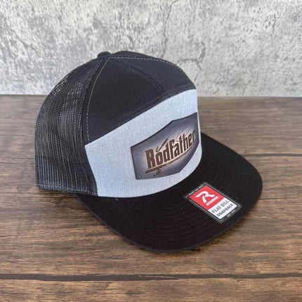 Rodfather Fishing Hat – Richardson 168 Snapback – Leather Patch Flat Bill Cap - Patch Palooza