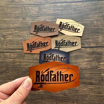Rodfather Patch, Funny Fishing Leather Patch, Fisherman Gift Patch for Hats Bags Jackets, Outdoorsman Humor - Patch Palooza