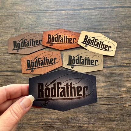 Rodfather Patch, Funny Fishing Leather Patch, Fisherman Gift Patch for Hats Bags Jackets, Outdoorsman Humor - Patch Palooza