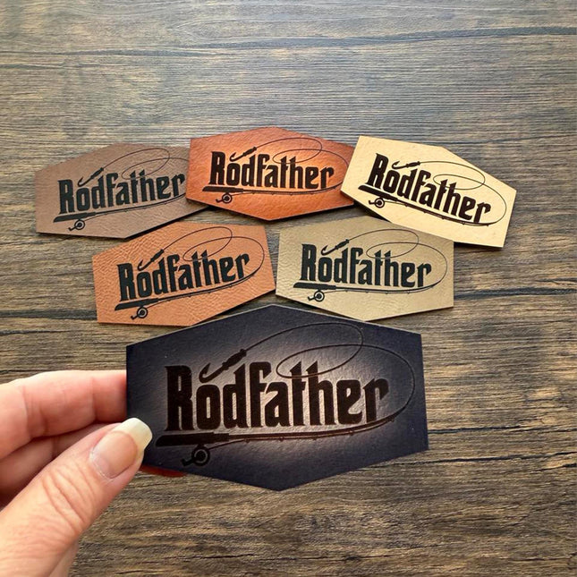 Rodfather Patch, Funny Fishing Leather Patch, Fisherman Gift Patch for Hats Bags Jackets, Outdoorsman Humor - Patch Palooza