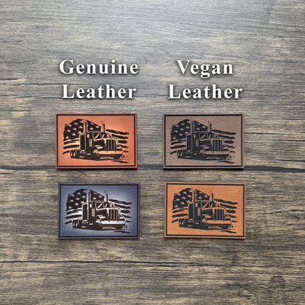 Semi Truck Flag Patch, Leather Patch for Truckers, Patriotic Trucker Patch, Big Rig Patch for Hats Bags Jackets - Patch Palooza