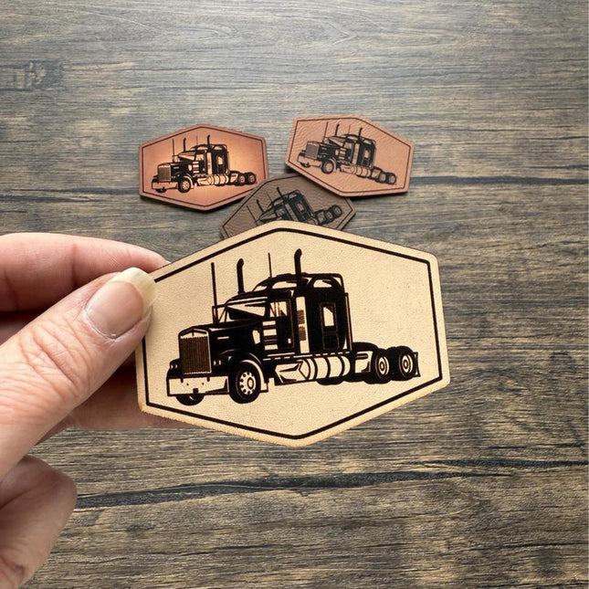 Semi Truck Patch, Leather Patch for Truckers, Big Rig Patch, Trucker Gift, Patch for Hats Bags Jackets - Patch Palooza