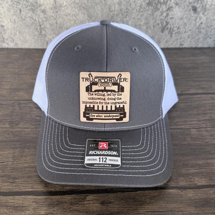 Truck Driver Definition Hat, Leather Patch Hat, Richardson 112 Trucker Cap, Funny Trucker Gift, Semi Driver Hat for Men - Patch Palooza