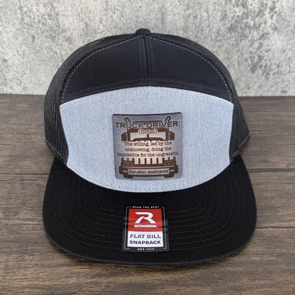 Truck Driver Definition Hat, Leather Patch Hat, Richardson 168 Flat Bill Snapback, Funny Trucker Gift, Semi Driver Hat for Men - Patch Palooza