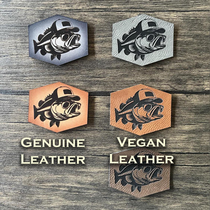 Trucker Fish Leather Patch - Choose Your Color - patchpalooza