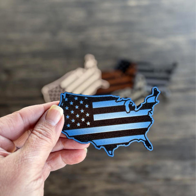 USA Flag Patch, American Outline Leather Patch, Patriotic Patch for Hats Bags Jackets, USA Map Patch - Patch Palooza