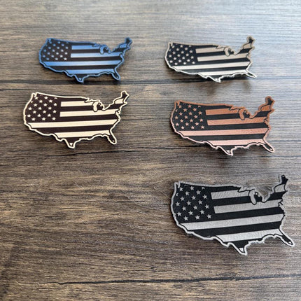 USA Flag Patch, American Outline Leather Patch, Patriotic Patch for Hats Bags Jackets, USA Map Patch - Patch Palooza
