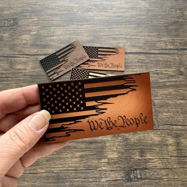 We the People Patch, Patriotic Leather Patch, American Flag Patch for Hats Bags Jackets, Constitution Gift - Patch Palooza