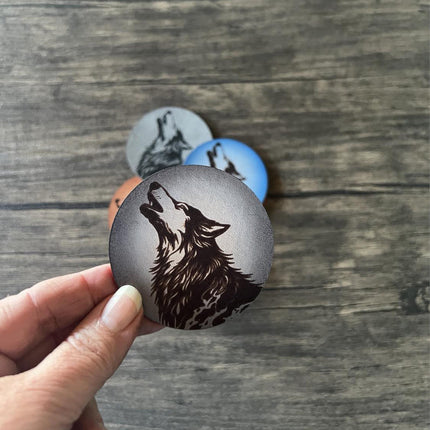 Wolf Howling Leather Patch - Choose Your Color - patchpalooza
