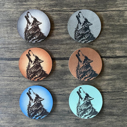 Wolf Howling Leather Patch - Choose Your Color - patchpalooza