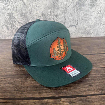 WoodHide© Tree Patch Hat – Richardson 168 Trucker Cap with Sunburst Leather & Wood - Patch Palooza