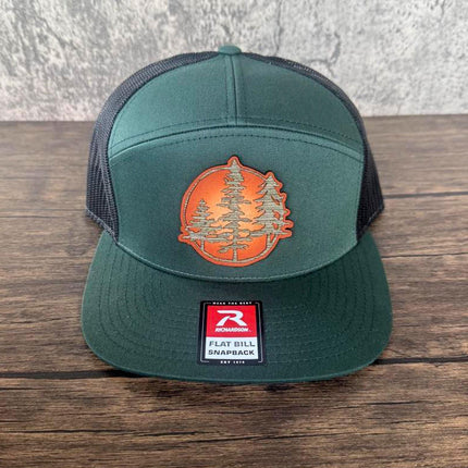 WoodHide© Tree Patch Hat – Richardson 168 Trucker Cap with Sunburst Leather & Wood - Patch Palooza