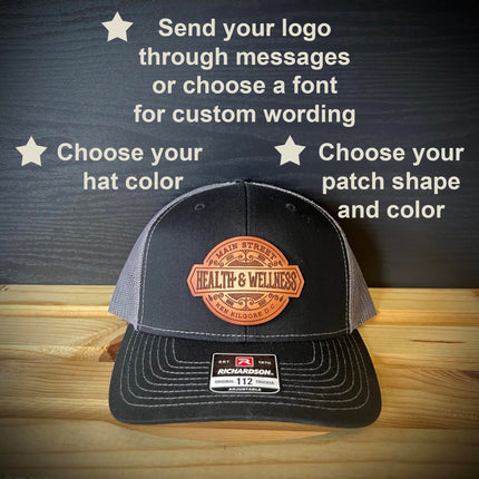 Custom Genuine Leather Patch Hat - Richardson 112 - patchpalooza