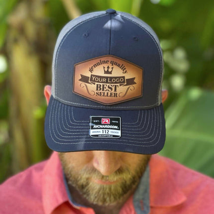 Custom Genuine Leather Patch Hat - Richardson 112 - patchpalooza