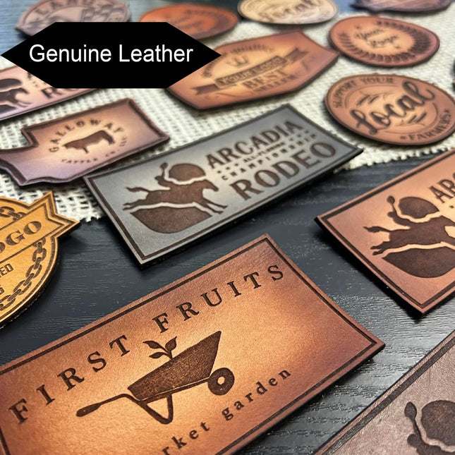 custom genuine leather patch for hat branding