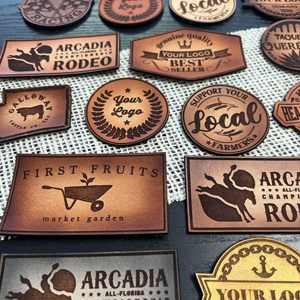engraved leather patch with logo for businesses