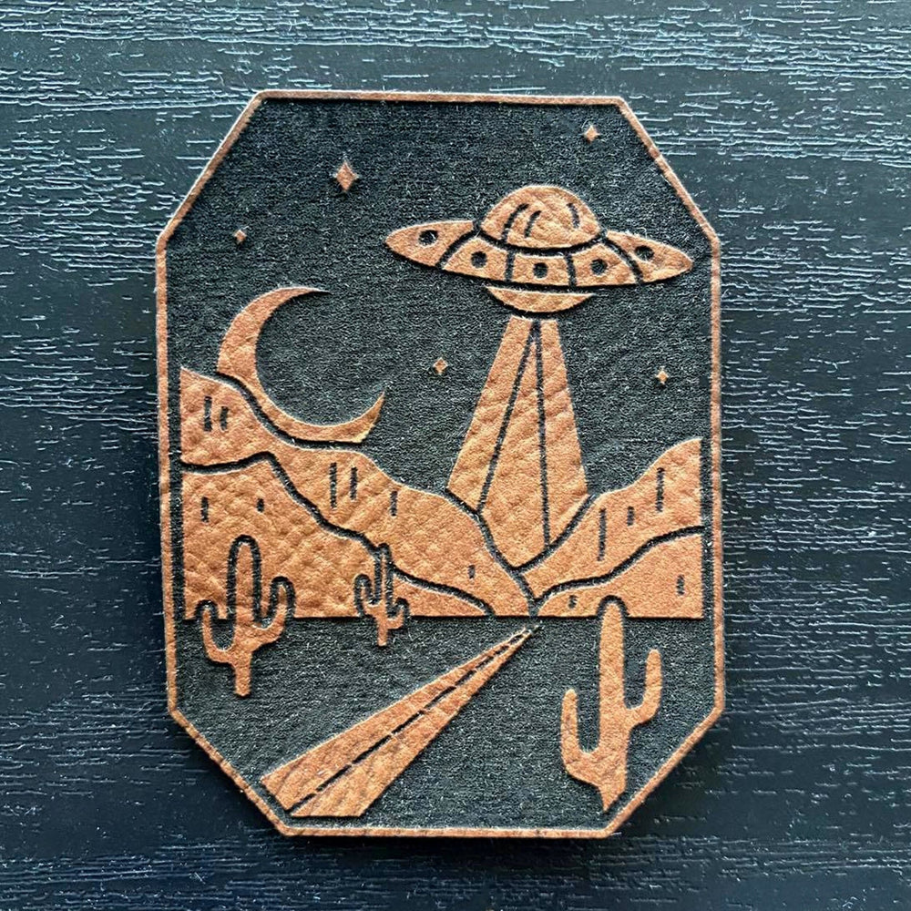 Desert UFO Vegan Leather Patch - patchpalooza