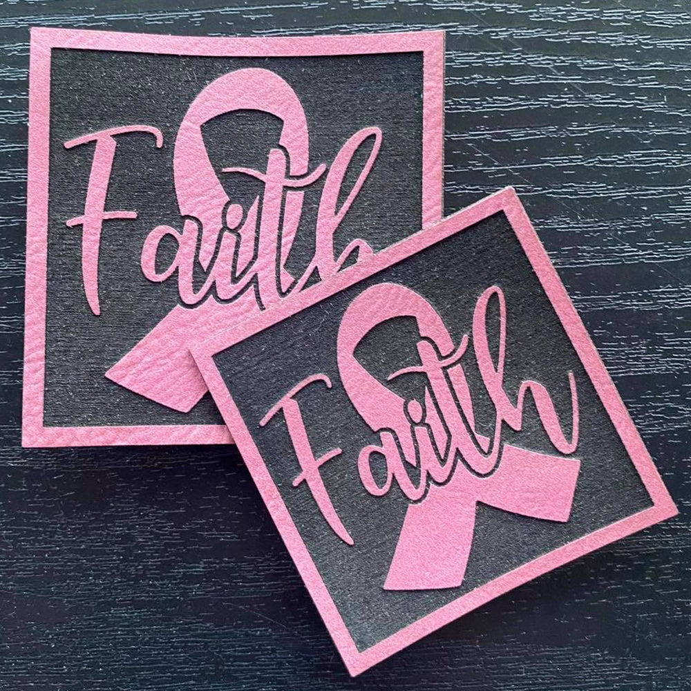 Faith Breast Cancer Awareness Patch - Leatherette Vegan Leather Patch - patchpalooza