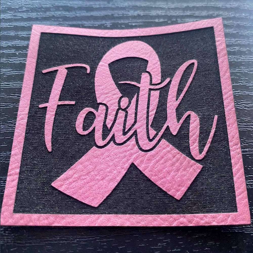 Faith Breast Cancer Awareness Patch - Leatherette Vegan Leather Patch - patchpalooza