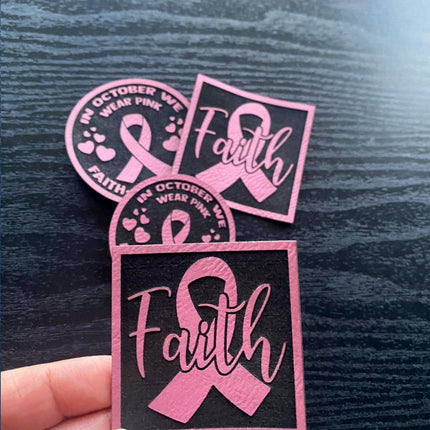 Faith Breast Cancer Awareness Patch - Leatherette Vegan Leather Patch - patchpalooza